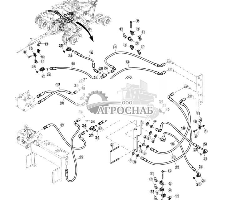 Main Frame Rockshaft Hydraulic Hoses (23) (775101 - ) - ST903881 94.jpg
